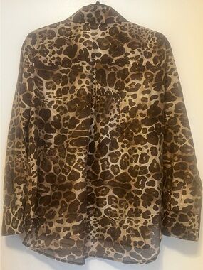 Leopard Print Button-Up Blouse in Brown and Tan